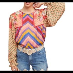 Anthropologie blink silk blouse large